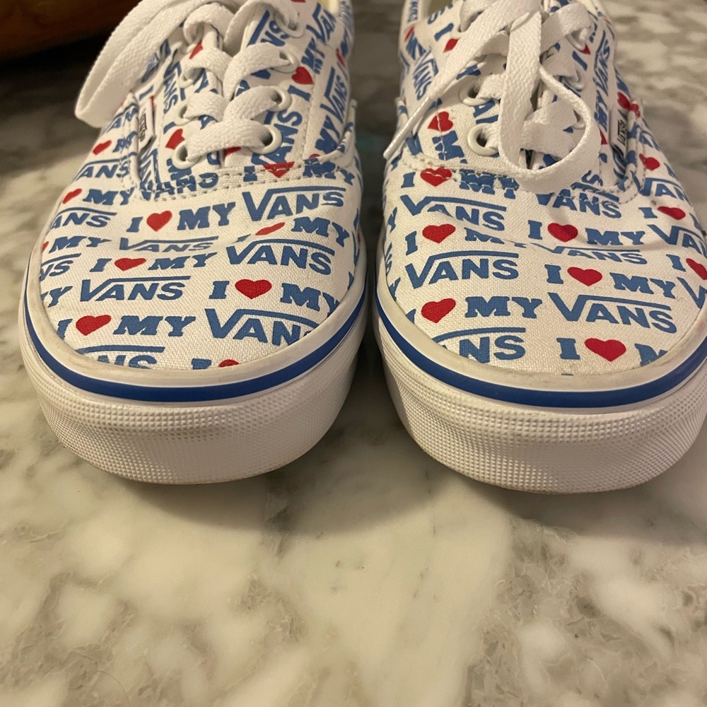 Vans White Sneakers with Red and Blue Print - Picture 6 of 8